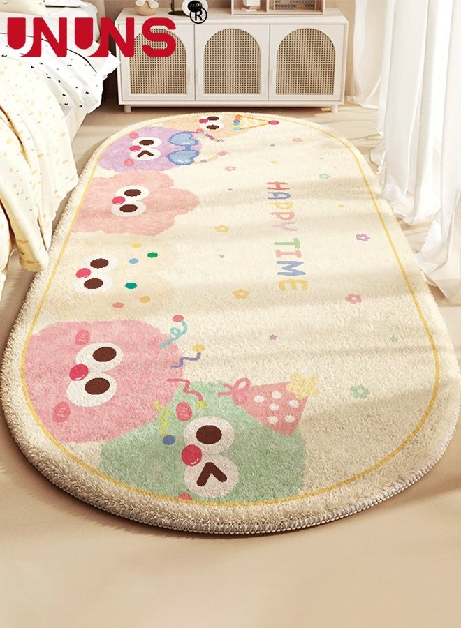 UNUNS Bedroom Mat,Cartoon Bedroom Rug,Comfortable And Soft Faux Cashmere Rug,Area Rugs for Bedroom,Cute Carpet Kid Funny Cartoon Rugs,Room Decor(smile,60*120cm) - Image 1